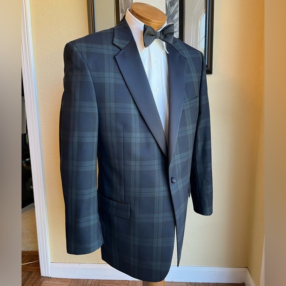 Jos. A. Bank Plaid Dinner Jacket and Slacks Size 44L Slim Fit Slacks W40” L33” - Picture 7 of 16